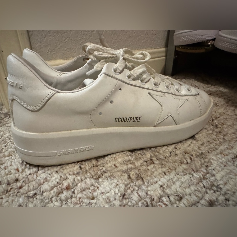 Golden Goose Cream Sneakers with Star Accent